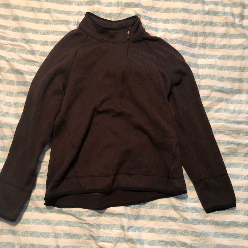REI angled zipper sweater